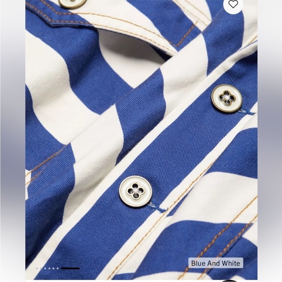 NWT FARM Rio Women’s Blue and White Striped Printed Romper Jumpsuit Tie Belt XXS - Picture 14 of 16